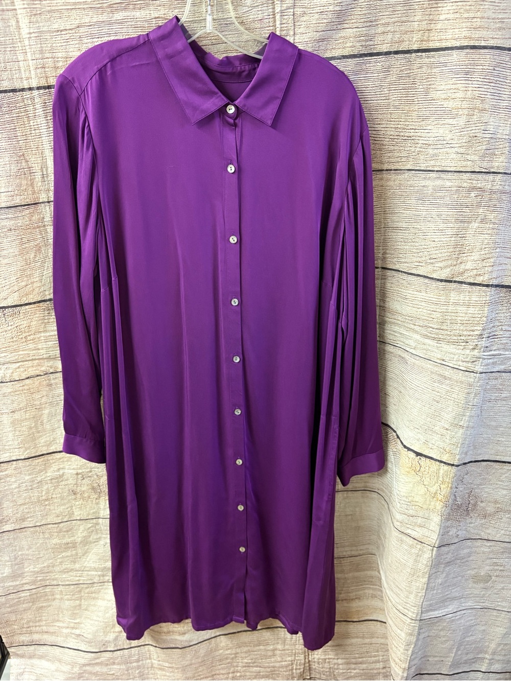 😍 J. Jill Deep Purple Button-Front Long Sleeve Dress